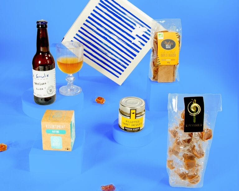 Coffret gourmand breton avec spécialités traditionnelles d’épicerie fine artisanale